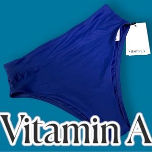 NWT Vitamin A High-waist Bikini Bottoms in Lapis Biosculpt Blue Size L 🏄🏻‍♀️👙